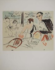 DUNOYER DE SEGONZAC : A la terrasse d'un café, Lithographie originale signée