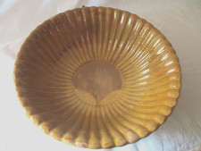 Plat creux jatte en terre cuite vernissée cotelé jaune -Midi Provence Sud- 38cm