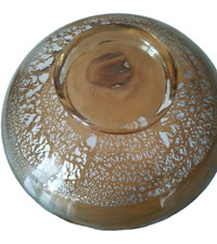 grosse coupe fumé ambré inclusion feuille argent Daum ?ou Muller ? non signé