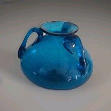 Vase ancien bleu en VERRE de