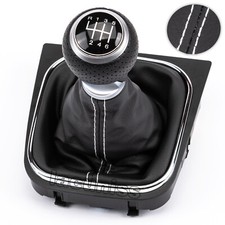 6 VITESSES CUIR POMMEAU LEVIER DE VITESSE BLANC SOUFFLET pour VW GOLF 5 V & 6 VI