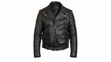 Blouson de motard en cuir noir