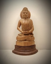 Meticulously Hand-carved wooden sculpture of Vishnu Buddha Statue 