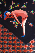 Acrylique carton 2023 artiste B Jost 42 x 30 ref Artmajeur côte AKOUN