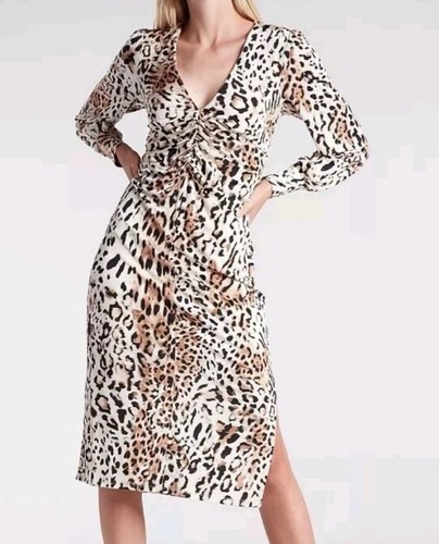 Express leopard ruched bodycon - leopard,