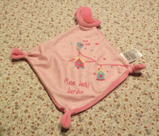 ?  DOUDOU MOTS D'ENFANTS OISEAU ROSE MON JOLI JARDIN FLEUR NICHOIR COEUR  NEUF