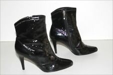 MINELLI Bottines Boots Cuir Fripé Verni Doublées Cuir Talons Fins T 39 TTBE