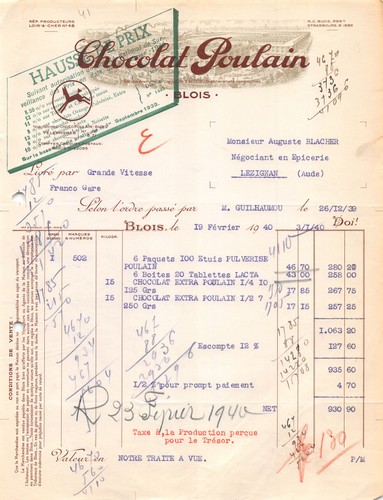 1940 chocolat poulain - chocolat,