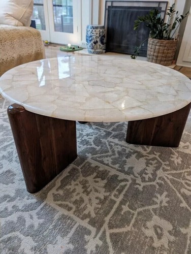 Buy white agate round console - buy,