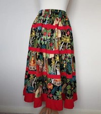 Jupe Long En Coton Indien Taille Unique Vêtements De Plage Rayé Rouge Noir Frida