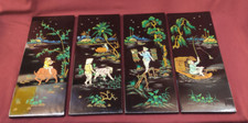 4 panneaux décoratifs tableaux en bois laqué chinois asie