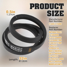 134511600 Washer Drive Belt for Frigidaire, Whirlpool, Kitchen Aid, Admiral, Ama