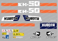 Kubota KH50 Mini Digger Complet Décalque Set avec Sécurité Avertissement Signes