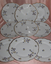 9 assiettes dessert  porcelaine Soulié Bordeaux décor Barbeaux filet or XIXème