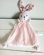KALOO doudou lange triangle lapin rose coquelicot fleurs