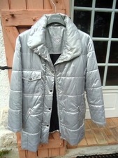 Veste matelassée  mi-longue t42 argent satiné automne hiver Adagio tbe