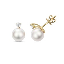 Boucles d'Oreilles Femme Or Blanc/Jaune 18 k/carat et Diamant 0.13 Carat