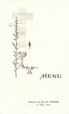 Document vieux papier menu de communion 1969  