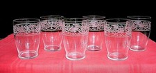 BACCARAT CYGNE 6 FLAT TUMBLER GLASSES VERRE GOBELET CRISTAL GRAVE EMPIRE 19EME B