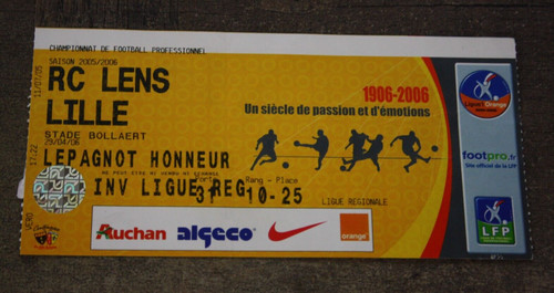 Ticket lens v lille losc - lens,