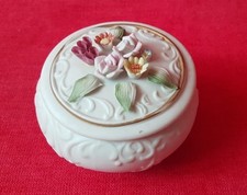 1900 Art Nouveau - Boite en Biscuit à décor de fleurs - Porcelaine pot ancienne