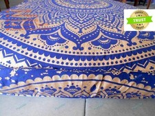Boho Hippie Yoga Oreiller Étui Indien Housse de Coussin Bleu Mandala Méditation