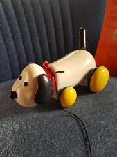 ANCIEN CHIEN A TIRER PLASTIQUE AMBI TOYS JOUET VINTAGE 