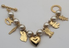 Bijou Bracelet Rétro Breloques Métal Doré Perles En Verre #PL# M150