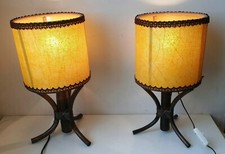 2 Lampe chevet rotin 1960 mid