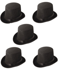 5 X Noir Haut Chapeau Magicien