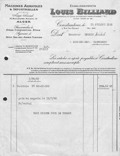 CONSTANTINE (ALGERIE) MACHINES AGRICOLES / LOUIS BILLIARD / FACTURE 1960