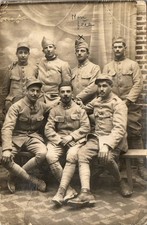 MILITARIA  CARTE PHOTO groupe de 7 soldats