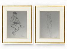 PIERRE PATUREAU (1924-2020) BELLE PAIRE DE DESSINS NUS MASCULINS (83)