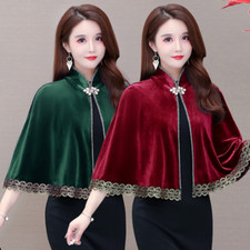 Femmes Bolero Velours Cape Velours Étole Strass Cape Manteau Banquet Fête