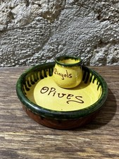 Plat à Olives ,avec petits pots pour Noyaux, Piques -  En Terre cuite émaillé