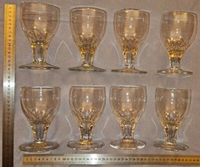 BACCARAT XIXème 1 à 8 Gros verres gondole jambe taillée en cristal épais