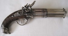 DECO REPLIQUE PISTOLET A SILEX 4 CANONS  ROTATIFS  FRANCE 18ème - Ref.1307