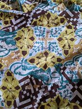 COUPE TISSU VOILE DE COTON MOTIFS EXOTIQUE TONS JAUNE / MARRON / BLEU