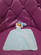 DOUDOU LUCIOLE COTOONS SMOBY BLEU JAUNE  MOUCHOIR BLANC- 