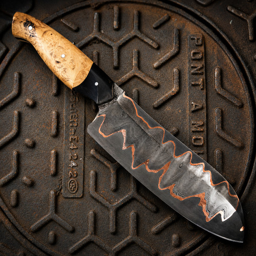 Couteau santoku damas - damas, cuivre