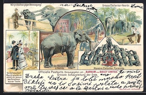 Lithographie cirque barnum and - lithographie,