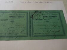 Billet train PARIS LYON MEDITERANNEE Permis de service 1877  MONBELIARD BELFORT