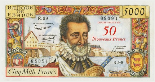 Sur 5000 francs henri iv - nf,