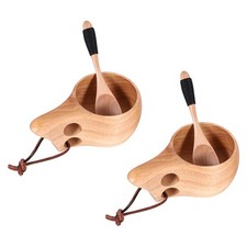 Lot de 2 Tasses en Bois de  Nordique Tasse Kuksa Portable Camping en Plein 2973
