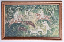 Tableau sur tissu, scène du