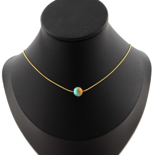 Collier perle jaspe bleu - collier,