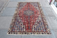Ancien Worn Main Fabriqué Traditionnel Oriental Laine Red Bleu Grand Tapis