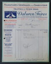 Facture PARIS 1958 DABURON charcuterie truffe foie gras MARIE illustrée 78