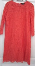 Robe dentelle saumon/corail CAROLL 40 manches 3/4