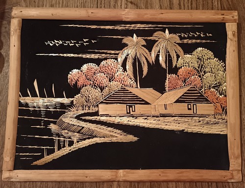 Tableau marqueterie paille - tableau,